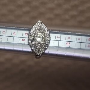 Size 8.75 sterling silver vintage ring faux diamonds